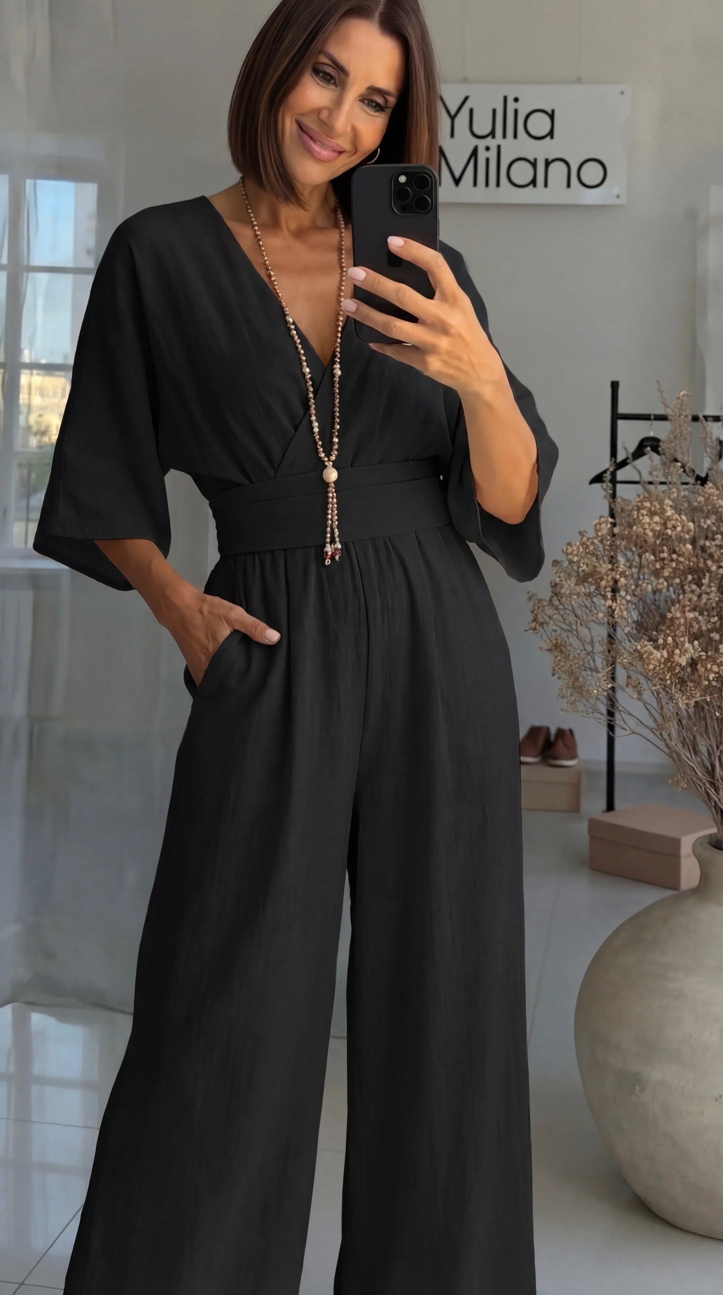 LEJLA STYLISH DENIM JUMPSUIT WITH POCKETS
