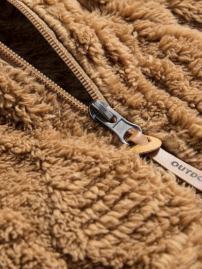 Geometric Jacquard Teddy Hoodie