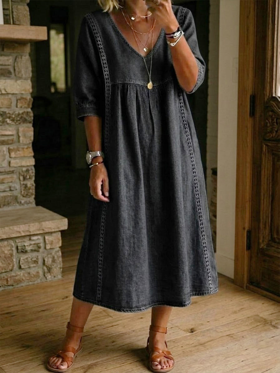 Luna Lace Denim Dress