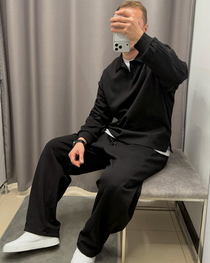 Premium Heavyweight Polo & Wide-Leg Pants