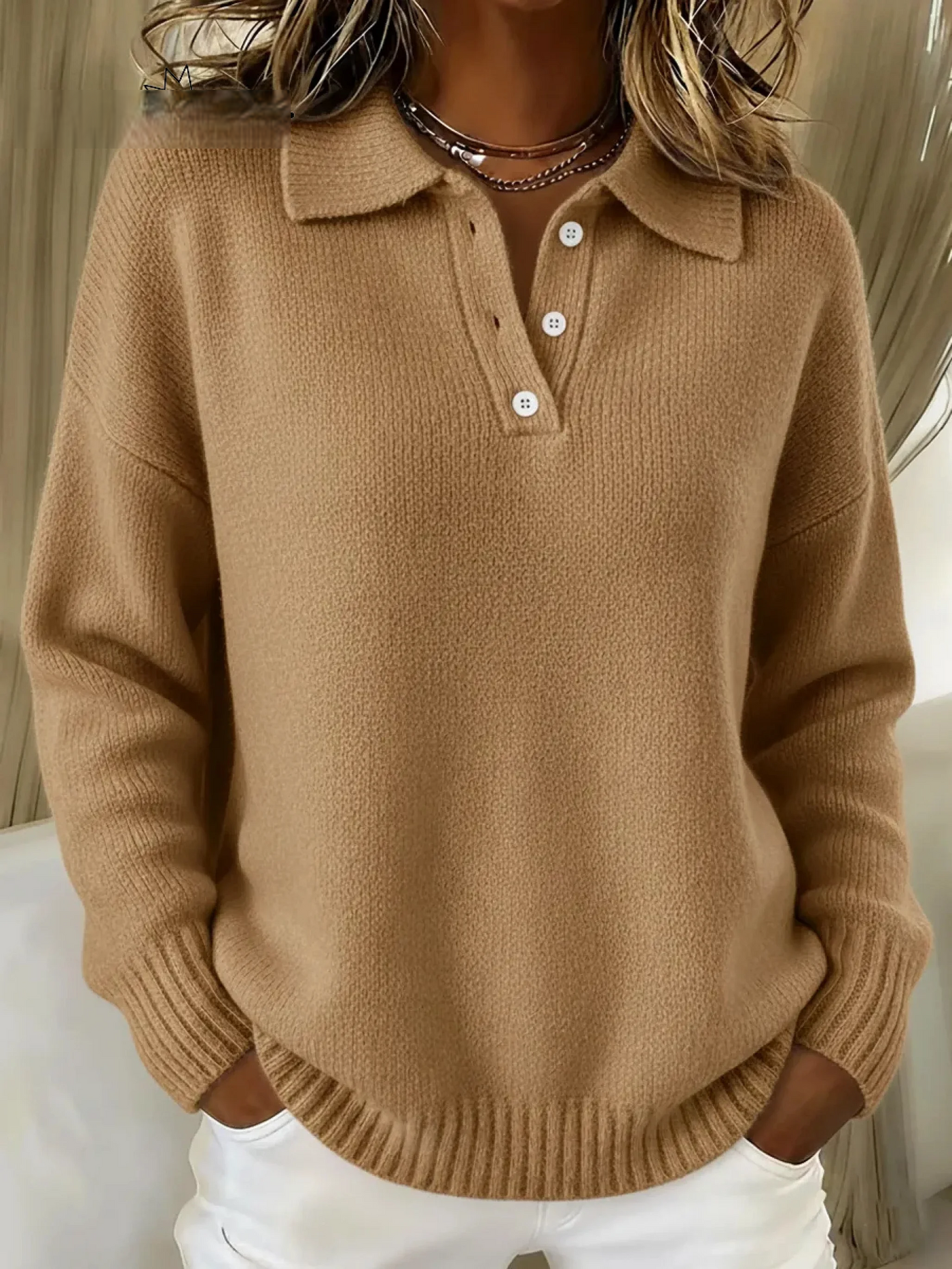 Eloria Buttoned Turtleneck Sweater