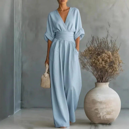 LEJLA STYLISH DENIM JUMPSUIT WITH POCKETS