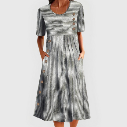 STRIARA COMFORT STRIPED MIDI DRESS