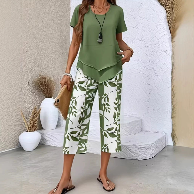 Aurea - Short Sleeve Two Piece Set
